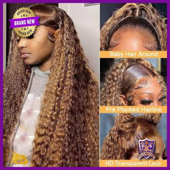 26 Inch Human Hair Lace Front Wig 200% Density Deep Wave Glueless main image 5